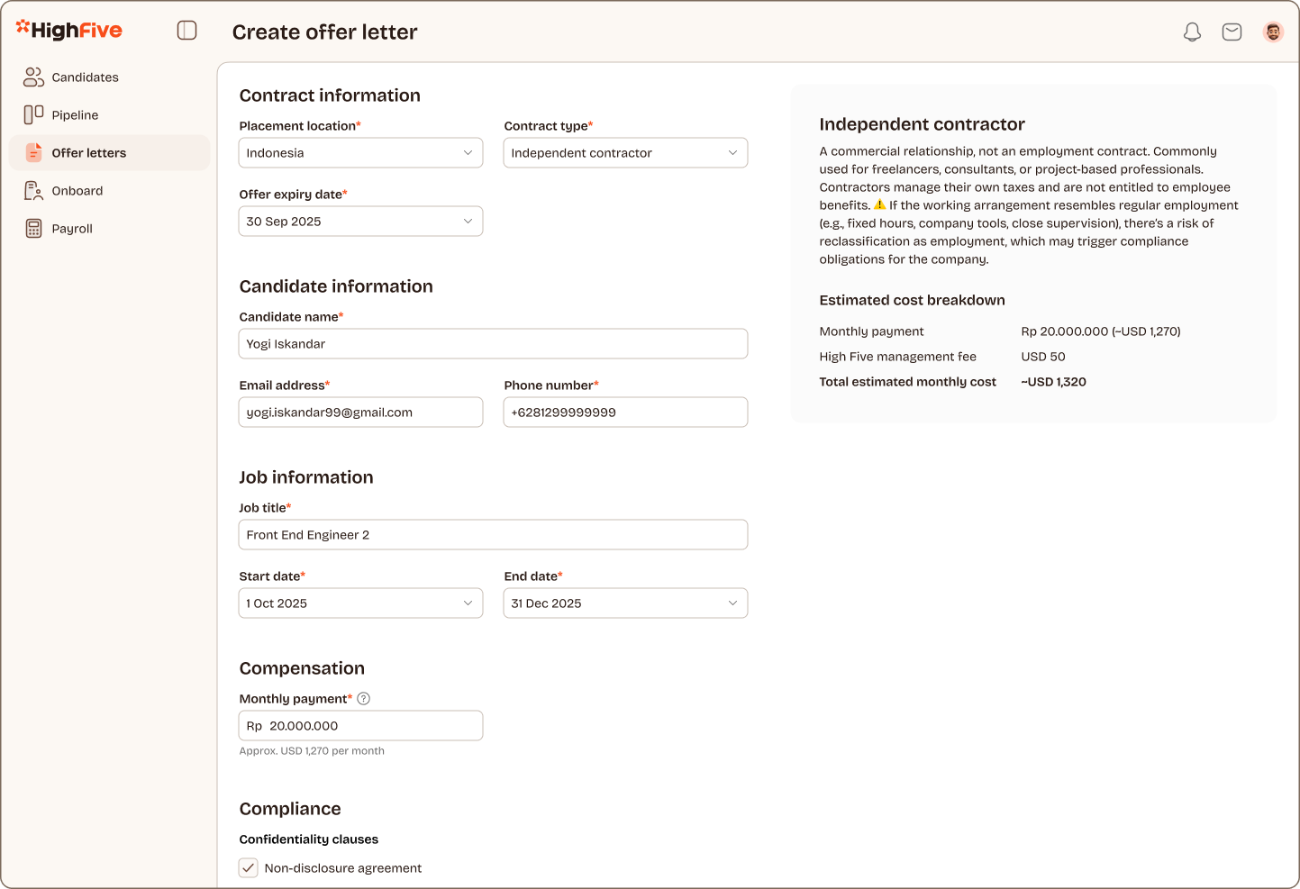 Send, track, and manage offers with ease